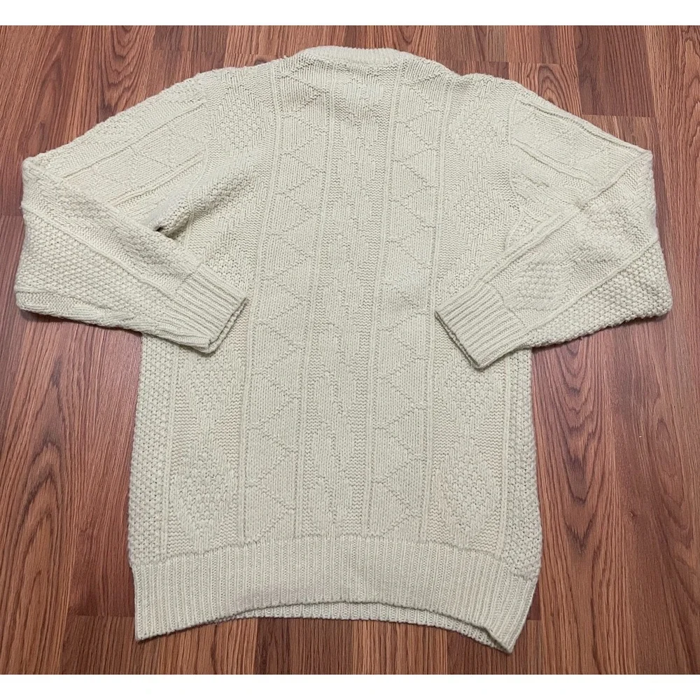 Lahmar Sweater Mens Small Fisherman Knit Cream Aran Cable Wool Blend